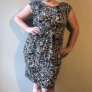 Eliza J Faux-wrap stretch dress with cap sleeves